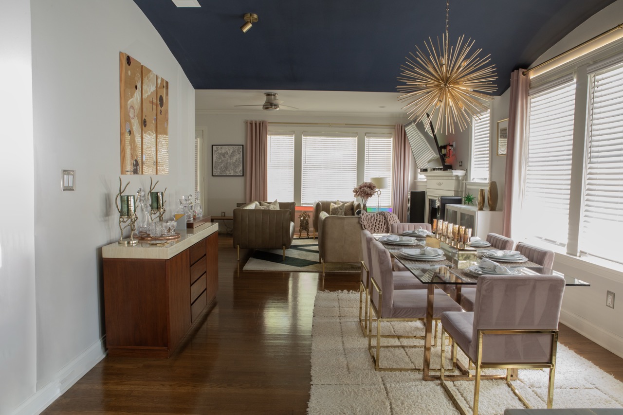 Open living and dining area